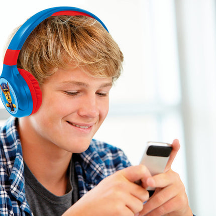 Lexibook - Käpapatrull 2-ühes Bluetooth-kõrvaklapid lastele - stereo juhtmevabad juhtmega, lapsesõbralikud nii poistele kui ka tüdrukutele, kokkupandavad, reguleeritavad, sinised/punased/sinised, HPBT010PA