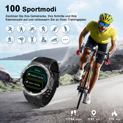 Blackview Smartwatch Men (Make/Receive Calls), 1.39'' Fitness Watch with Heart Rate SpO2 Pedometer Sleep Monitor, 100 Sports Modes, IP68 Waterproof Activity Tracker, Sports Watch for iOS Android