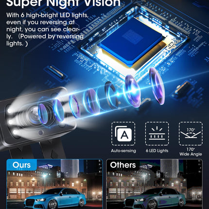 【Stabiilne signaal】AHD 1080P juhtmevaba tahavaatekaamera, juhtmevaba auto tagurduskaamera 5-tollise monitoriga 6 LED-tulega, juhtmevaba tahavaatekaamera 170° lainurk IP69 veekindel isetegemise juhend autole, haagissuvilale ja kaubikule