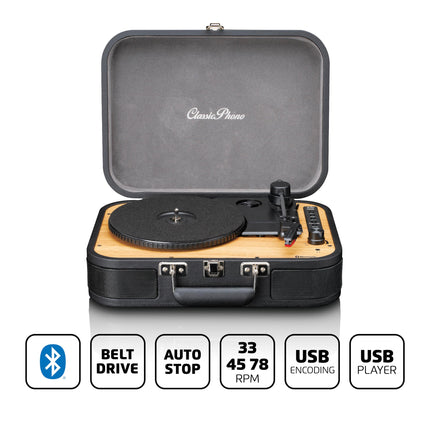 Lenco Classic Phono TT-116 Bluetooth plaadimängija 3 kiirusega - 33, 45 ja 78 p/min - Vintage vinüülplaadimängija - RCA väljund - Stereo kõlarid - Must