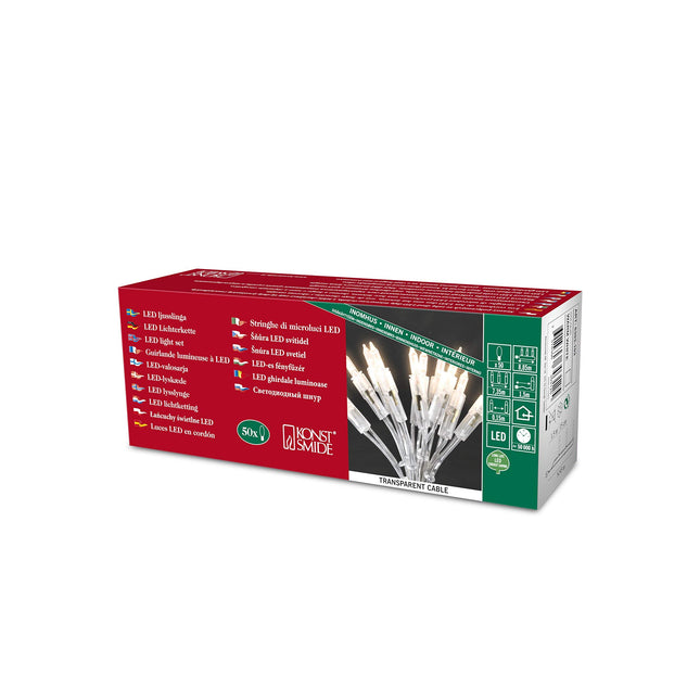 Konstsmide 6303-103 LED mini valguskett / sisekasutuseks (IP20) 230V siseruumidesse / 50 sooja valget dioodi / läbipaistev kaabel