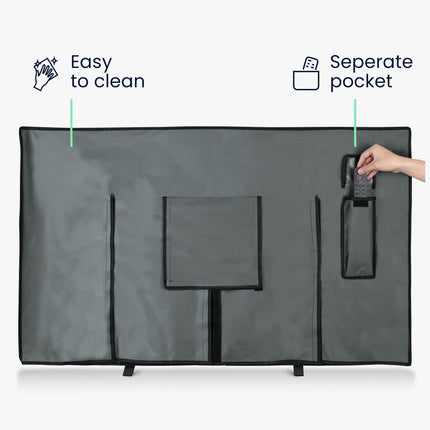 kwmobile 55" Outdoor TV Cover - TV Case Screen Protector - Weatherproof Protective Cover - Grey