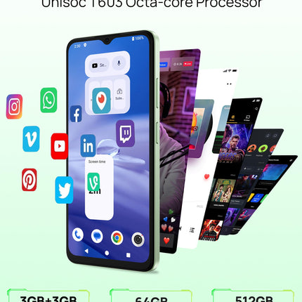 Ulefone Note 19 nutitelefon ilma lepinguta Android 14 nutitelefon 6,56" HD+ ekraan, 6GB+64GB/512GB lukustamata mobiiltelefonid, 8MP kaamera, 5000mAh, 4G kahe SIM-kaardiga odav mobiiltelefon/Face ID/GPS, 2-aastane garantii