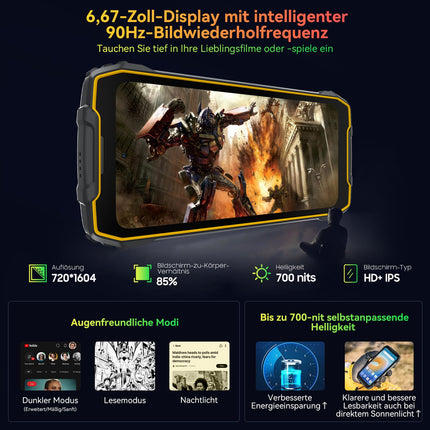 Blackview BV7300 õuetelefon Android 14, 15000mAh/45W, 18GB+256GB(2TB), 6.67" ekraan 700 nitti, 50MP+32MP õuetelefon ilma lepinguta, topelt 800LM matkavalgus, NFC/öönägemine 20MP/Corning Glass