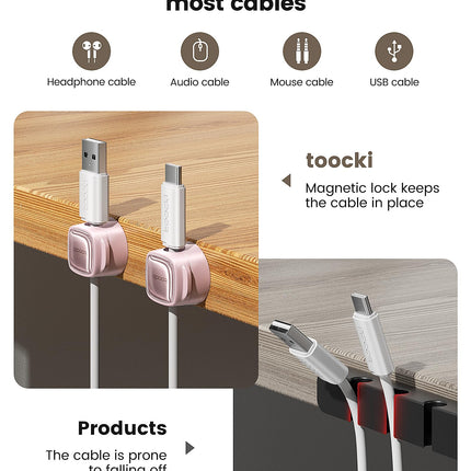 toocki Cable Holder Cable Clips Adjustable Cable Organizer Magnetic Cable Management Self-Adhesive Cable Holder (Pink, 12 Pack)