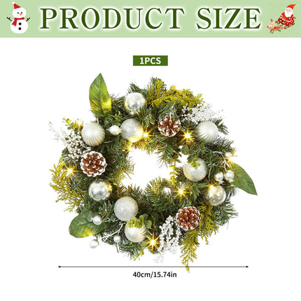 Christmas wreath, Christmas door wreath, Christmas wreath front door decoration artificial, Christmas door wreath illuminated, fireplace and wall decoration, Christmas wreath decoration, for Advent door