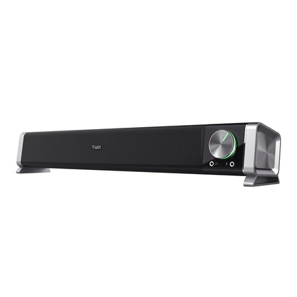 Trust Asto Soundbar 12 W peak power (6 W RMS), PC speaker, USB operation, 3.5 mm AUX connection, stereo sound system, computer speakers for PC, laptop, monitor, TV, music, audio - Black