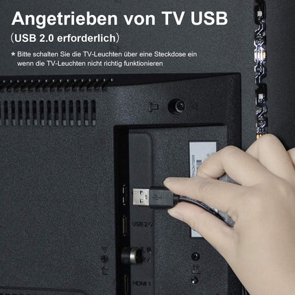HAMLITE USB-teleri taustvalgustuse komplekt telerile 60–65 tolli, 4,5 m USB LED-valgustusega telerimonitori tööruumi dekoratiivkate 4/4 külge teleri taga taustvalgustusega meeleoluvalgustus