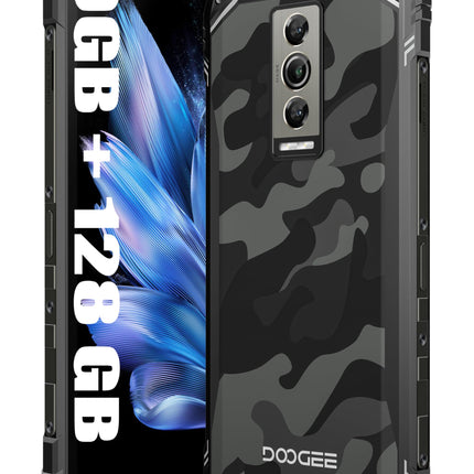 DOOGEE Blade 10 Smartphone without a contract, 9GB + 128GB, 5150mAh battery, 11mm thin, unlocked smartphone, rugged 4G, 16MP camera + 8MP outdoor phone, Android 14, 6.56 inches, NFC, Black