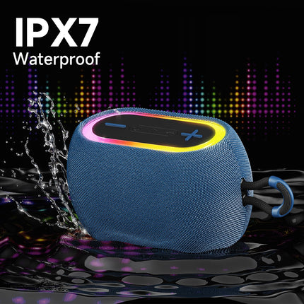 Tisco Portable Bluetooth Speaker with RGB Light - Bluetooth 5.3 Music Box 15 W Speaker, IPX7 Waterproof, 24h Playtime, AUX/TF Card/USB/TWS Pairing - For Outdoor, Party &amp; Travel (Blue)