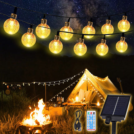 SALCAR Solar Fairy Lights Outdoor 60 LED, 15M, 8 Modes IP44 Waterproof Crystal Balls Outdoor for Garden, Patio, Balcony, Wedding - Warm White, Warm White