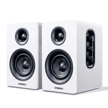 Sanyun SW208 3" aktiivsed Bluetooth 5.0 riiulikõlarid - 60W süsinikkiust kõlariüksus - sisseehitatud 24-bitine DAC - dünaamiline 3D ruumiline heli - 2.0 arvutimonitor (paar, valge)