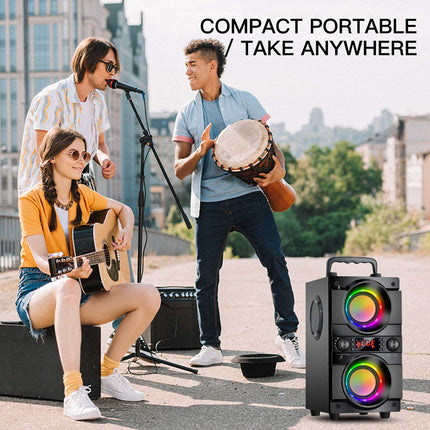 SUPNIU 60W (80W peak) Bluetooth Speaker Large with Dual Woofers, LED Colorful Lights, 24 Hours Playtime, 30 Meters Range, Portable Wireless Box Music Box with AUX/TF Card