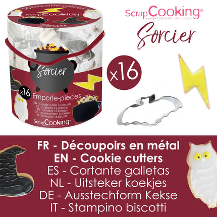 ScrapCooking – Ämber 16 Wizard küpsisevormiga – Metallist küpsisevormid – Väikesed koogivormid – Magic, Kingiidee küpsetamiseks Magic sünnipäevaks – 2029, Metallik