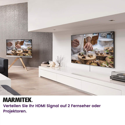 HDMI jaotur 4K60 - Marmitek Split 312 UHD - 1 sisend / 2 väljundit - Ultra HD - 4K60 - HDMI jaotur - 3840 x 2160 60Hz - HDCP 2.2 - EDID-lüliti - sisseehitatud võimendid