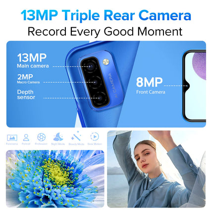 Ulefone Note 12 mobiiltelefon (2023) 7700mAh suur aku 128GB ROM/SD-128GB 6,82-tolline HD+ Android 11 nutitelefon ilma lepinguta, 13MP põhikaamera 3 kaardipesa 4G kahe SIM-kaardiga mobiiltelefon OTG - (must)