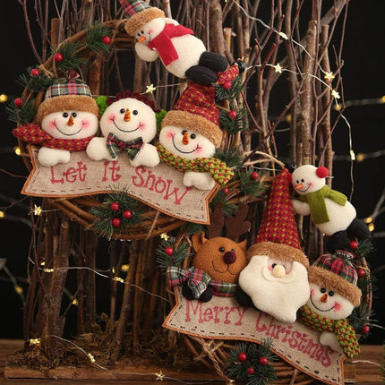 Christmas wreath snowman, 30cm Christmas decoration garland elk, Christmas wreath door wreath outdoor decoration, snowman Advent wreath, suitable for Christmas door, window, fireplace, living room decoration (B)