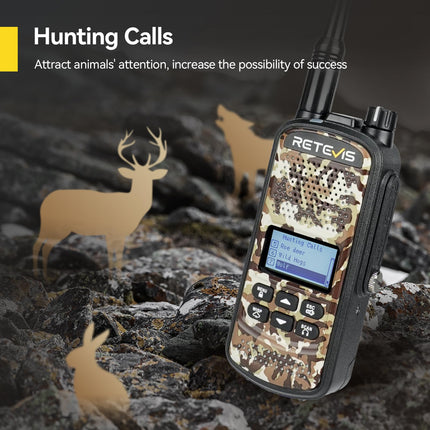 Retevis EZTalk 62 Walkie Talkie, Dual-Band Two-Way Radio, 2200 mAh Li-ion Battery, One-Button Mute, 7 Hunting Calls, IP67 Waterproof, 10 km Walkie Talkie for Hunting, Airsoft (1 Pack, Camouflage)