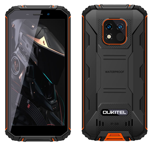OUKITEL 12500mAh Battery Outdoor Smartphone Without Contract WP18 PRO, 13MP Dual Camera IP68 IP69K Rugged Mobile Phone, Octa Core 4GB 64GB, 5.93'' HD+, Android 12, Dual SIM, Fingerprint, GPS NFC Orange