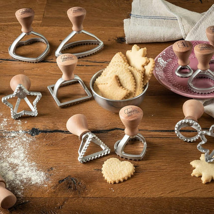 MARCATO Ravioli ja Küpsisevorm, Raviolimasin, Küpsisevormid, Täispuit ja valualumiinium, Valmistatud Itaalias, 58 mm Ruudukujuline Tempel