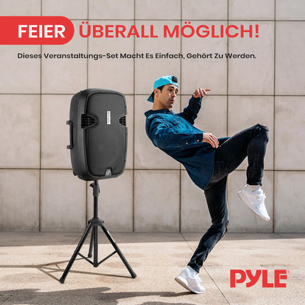 Pyle subwoofer, aktiivne + passiivne subwoofer – Bluetooth kõlar: aktiivne ja passiivne subwoofer, bassikast koos mikrofoniga, aktiivkõlari kaugjuhtimispult ja alus, 1500 W muusikasüsteem