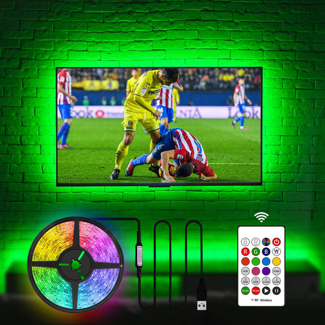 HAMLITE USB-teleri taustvalgustuse komplekt telerile 60–65 tolli, 4,5 m USB LED-valgustusega telerimonitori tööruumi dekoratiivkate 4/4 külge teleri taga taustvalgustusega meeleoluvalgustus