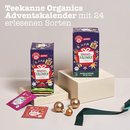 TEEKANNE ORGANICS advendikalender 2024, 3 tk komplekt – orgaanilise tee jõulukalender 24 teeseguga, jätkusuutlik pakend, 24 hellitushetke, ideaalne jõulueelseks hooajaks