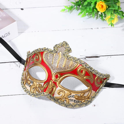 Oidea Vintage Veneetsia maskeraadimask meestele: Retro karnevali Mardi Gras mask Halloweeni muusikalise kostüümipeo Veneetsia maskeraadiballi mask, punane