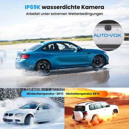 AUTO-VOX W12 juhtmevaba auto tahavaatekaamera: 5-tolline LCD 1080P juhtmevaba tahavaatekaamera toetab kahte kaamerat, tagurduskaamera retrofitseerimine stabiilse signaaliga, IP69K veekindel, öine nägemine autole, veoautole ja haagissuvilale