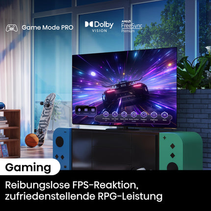 Hisense 55A85N 139 cm (55-tolline) televiisor, 4K UHD OLED nutiteler, 120 Hz, HDMI 2.1, mängurežiim Pro, AMD FreeSync Premium, Dolby Vision IQ ja Atmos, Bluetooth, sisseehitatud Alexa, must, [2024]