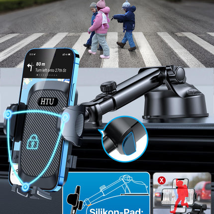 Sõjaväeklassi 4-ühes autotelefonihoidik tugeva iminapa ja klambriga, 360° pööratav, 40 kg imemisvõime, universaalne autohoidik iPhone 16 Pro Maxile, 15, 14, 13, Samsung Galaxy S24 jne., kahvatu must