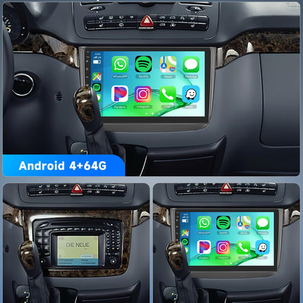 4+64G Android Car Radio for Mercedes Benz Viano 2004-2011/Vito 2010-2015 10 inch Radio with Wireless Carplay Android Auto GPS Mirror Link Bluetooth FM/RDS/DAB/DVR/EQ/USB Steering Wheel Control Rear View Camera