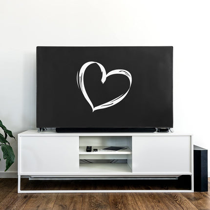 kwmobile 49-50" TV Cover - Indoor TV Screen Protector Cover - TV Screen Dust Cover - Heart Brush White Black