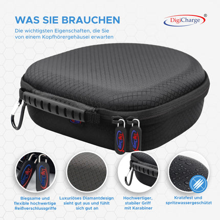 Digicharge Headphone Case for Sony WH-CH720N WH-XB910N ULT WEAR MDR-M1 MDR-MV1 WH-1000XM5 JBL Tune 720T 710BT Live 770NC Tour One M2 Cover, Over-Ear Protective Case, Travel Storage Bag