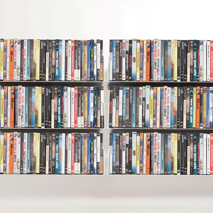 TEEbooks - CD- ja DVD-riiul - 6 tk komplekt - terasest - valge - 60x15x15cm