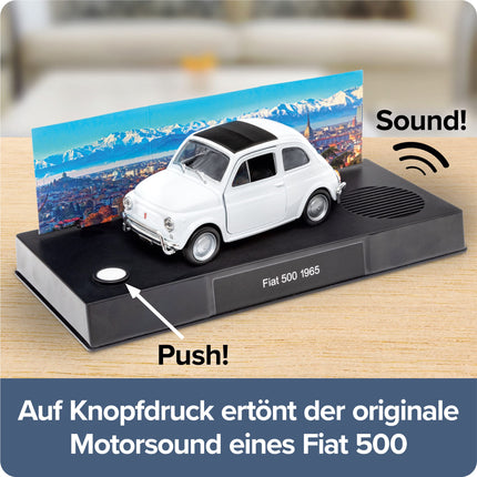 FRANZIS 67168 - Fiat 500 Advent Calendar, metal model kit in 1:38 scale, including sound module and 52-page accompanying book