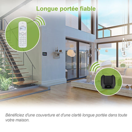 (Prantsuse versioon) VTech CS1501 juhtmeta DECT-telefon kahe telefonitoruga, kõnepiiranguga, helistaja ID/kõne ootamisega, valjuhääldiga, valgustatud ekraaniga ja valgustatud klahvistikuga