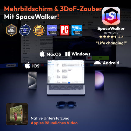 VITURE Pro XR/AR prillid, 135-tolline 120 Hz 1000 niti üliselge ekraan, Harman Audio, elektrokroomne film, videoprillid, mis ühilduvad iPhone 16/15/Androidi/Maci/PC/Steam Decki/mängukonsoolidega