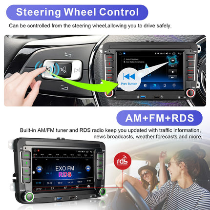 Autoraadio navigatsiooniekraaniga VW T5 Golf 5 6 Polo Sharan Seat Passat Tiguanile, 7-tolline Golfi raadio juhtmevaba Carplay ja Android Auto funktsiooniga, VW Caddy raadio Bluetooth RDS EQ GPS SWC FM WiFi USB, 2+32G
