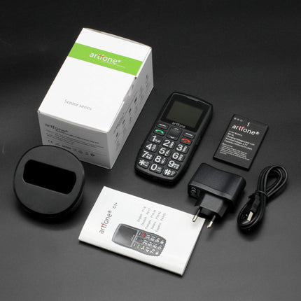 artfone C1+ Mobile Seniorenhandy ohne Vertrag | Dual SIM mit Notruftaste | Rentner Handy große Tasten | 1800 mAh Akku Lange Standby-Zeit | Großtastenhandy mit Ladestation | 1,77 Zoll Farbdisplay