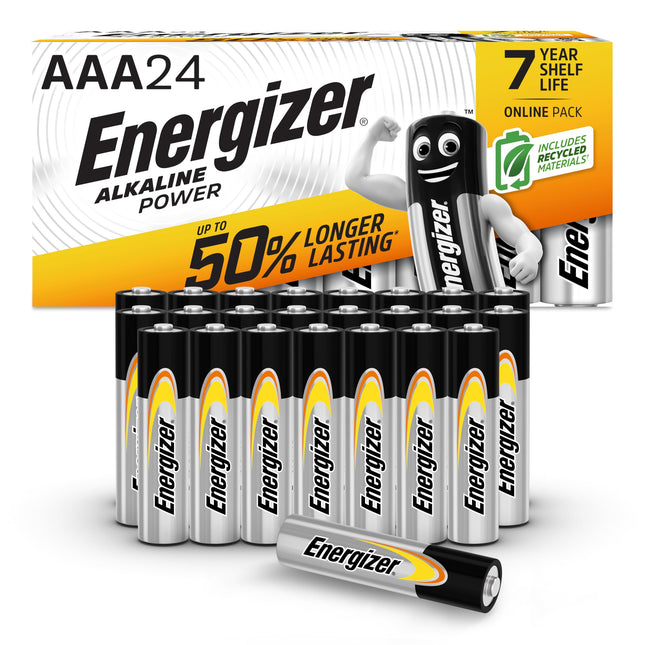 Energizer Alkaline Power AAA patareid (24 tk pakis) - suure jõudlusega 1,5 V patareid - patareid koju ja kontorisse - 100% plastikvaba taaskasutatav pakend - 7-aastane säilivusaeg [ainult Amazonis]