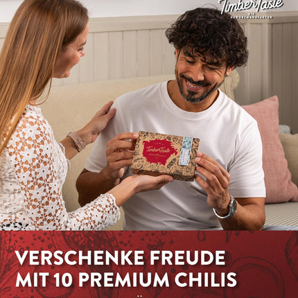 TIMBER TASTE® tšilli- ja vürtsikinkekomplekt meestele ja naistele [KUNI 1 200 000 SCOVILLE'I] – 10-osaline komplekt kõigi vürtsidega – spetsiaalsed tšillikomplektid meestele ja vürtsisõpradele