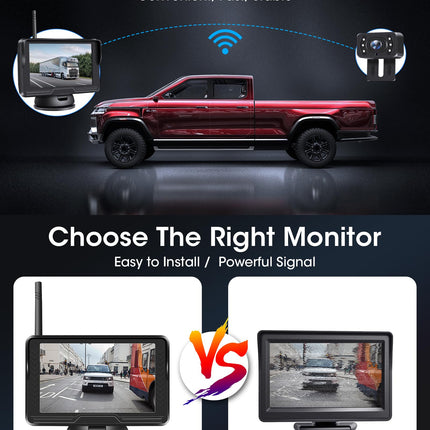 【Stabiilne signaal】AHD 1080P juhtmevaba tahavaatekaamera, juhtmevaba auto tagurduskaamera 5-tollise monitoriga 6 LED-tulega, juhtmevaba tahavaatekaamera 170° lainurk IP69 veekindel isetegemise juhend autole, haagissuvilale ja kaubikule