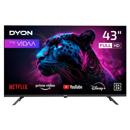 DYON Movie Smart 43 VX - 108 cm (43-tolline) televiisor (Full HD nutiteler, HD kolmekordne tuuner (DVB-C/-S2/-T2), App Store, Prime Video, Netflix, YouTube, DAZN, Disney+)