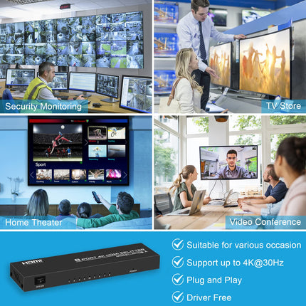TCNEWCL 4K HDMI jaotur 1 sisend 8 väljundit samaaegne 1x8 audio-video HDMI jaotur toiteallikaga, toetab 3D-d, HDCP-d, ühildub HDTV, Xboxi, PS4, Blu-ray-mängija ja projektoriga