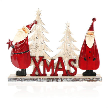 com-four® Decorative stand for Christmas - Santa Claus made of varnished wood - Premium Christmas decoration for standing (01 piece - Santa Claus 26cm)