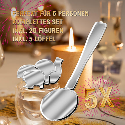 XXL tinavalukomplekt uusaastaööks - 5 lusikat, 20 figuuri | Kuni 5 inimesele peredele, täiskasvanutele ja lastele | Paljud kujundid, täiesti mittetoksiline, ideaalne alternatiiv pliivalule. Pliivaluvaha valamise komplekt