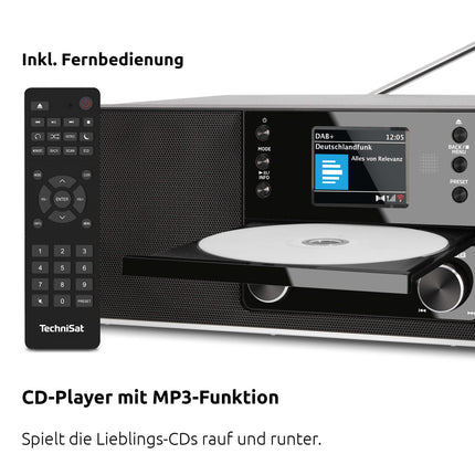TechniSat DIGITRADIO 370 CD IR - internetiraadio (DAB+, FM, CD-mängija, Wi-Fi, Bluetooth, värviline ekraan, USB, AUX, kõrvaklapipesa, äratuskell, 10 vatti, pult) must