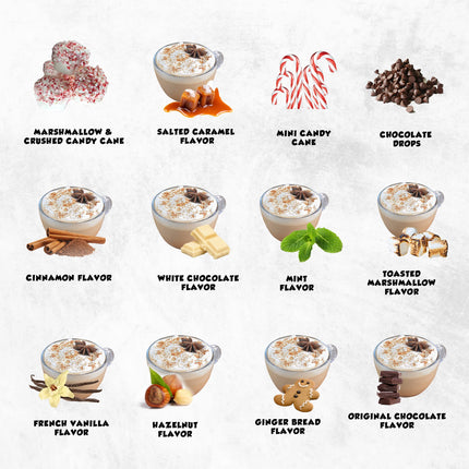 Hot Chocolate Gift Set Cocoa Gift Set Mini Hot Chocolate Various Flavors Including Roasted Marshmallow Hazelnuts Gingerbread (Pack of 12)