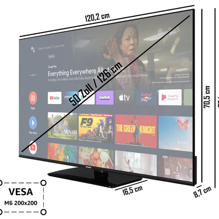 Telefunken Android TV 50-tolline televiisor (4K UHD nutiteler, HDR Dolby Vision, kolmekordne tuuner, Dolby Atmos) XU50AN754M